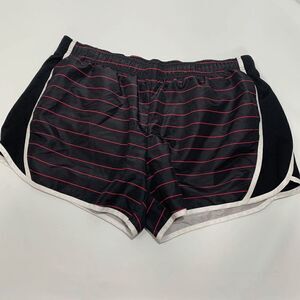 Athletic Works Womens Activewear Running Shorts Lined Stripes Black Red XL